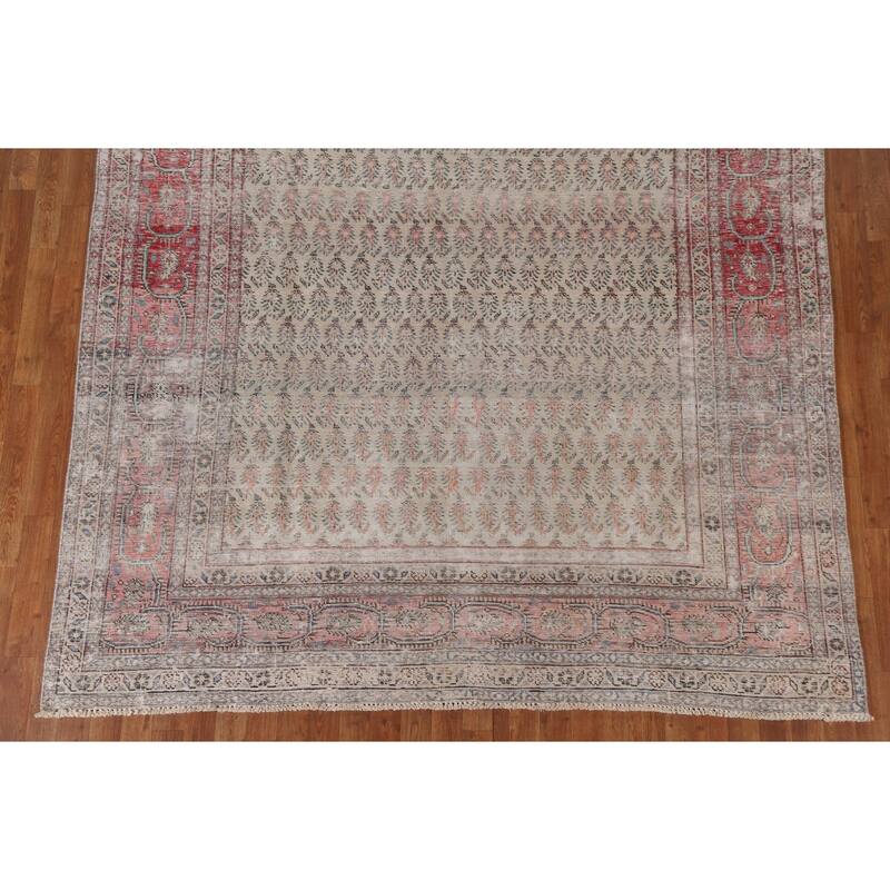 Hand-knotted Distressed Boteh Botemir Persian Area Rug Wool - 7'6" x 10'7"