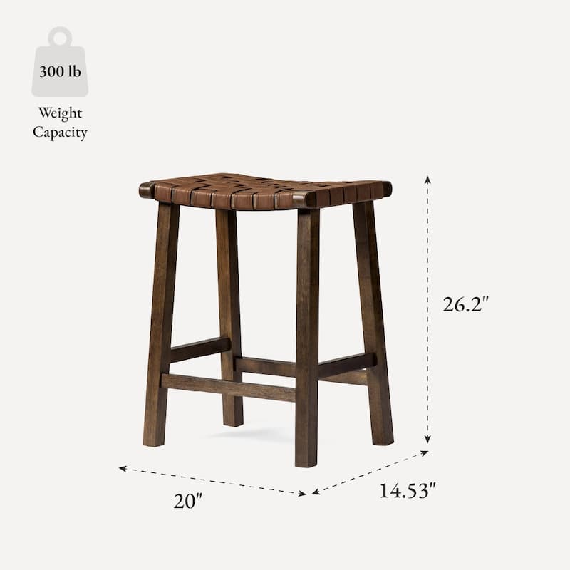 Maven Lane Noah Backless Kitchen Dining Stool with Vegan Leather