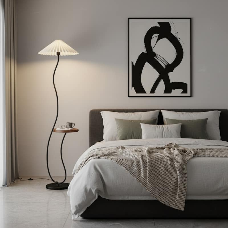 Modern Pleated Floor Lamp with Tray