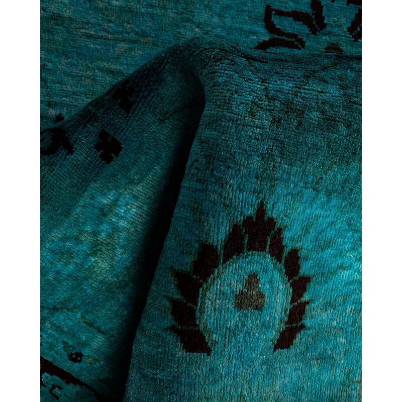 Fine Vibrance One-of-a-Kind Hand-Knotted Runner Rug - Green, 2' 8" x 12' 2" - 2' 8" x 12' 2"