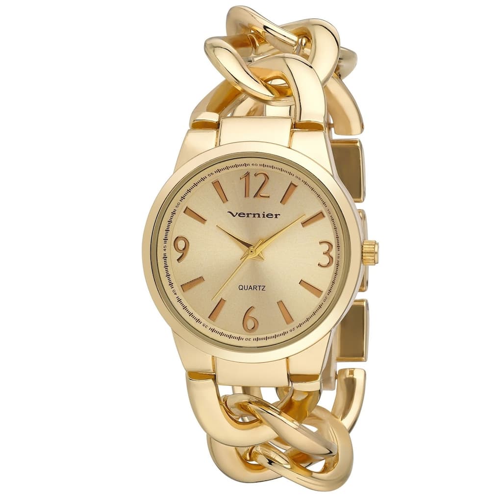 Vernier Women's Fashion Gold Tone Oversized Link Watch