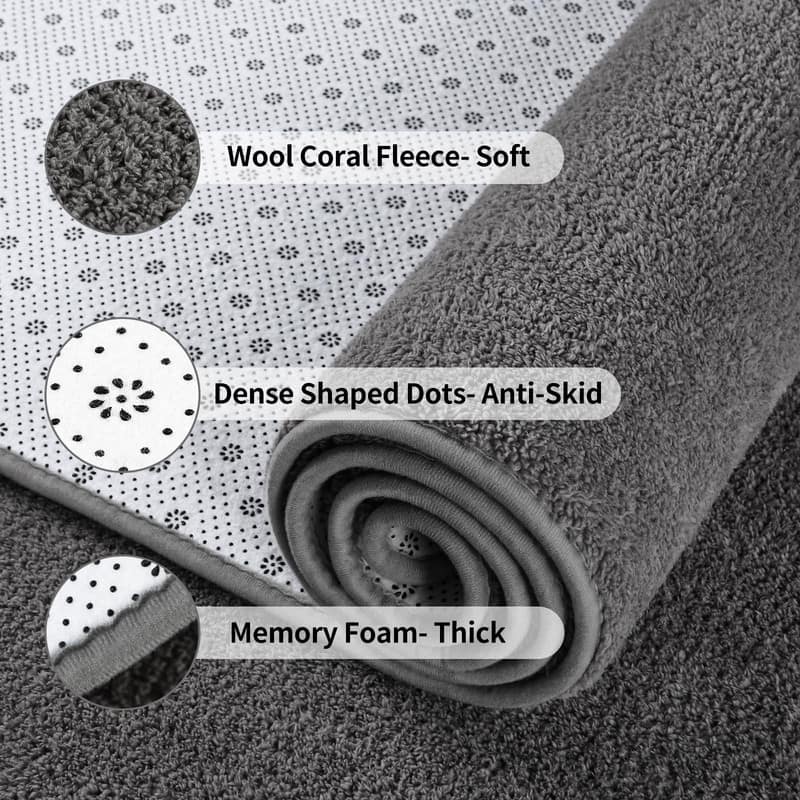 Area Rugs, Dark Grey Super Soft Comfy Thickened Memory-Foam Indoor Carpets