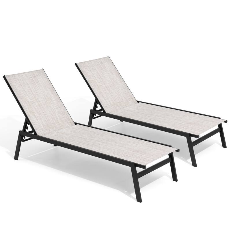 VredHom Outdoor Patio Stackable Adjustable Chaise Lounge Chairs