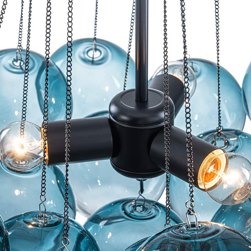 Modern Glam Cluster Gradual Colored Glass Bubble Chandelier