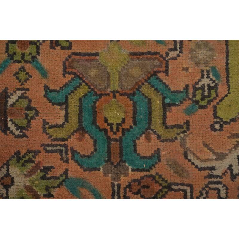 Hand Knotted Oriental 100% Wool Carpet Traditional Medallion Coral Tabriz Area Rug - 9' 6'' X 6' 6''