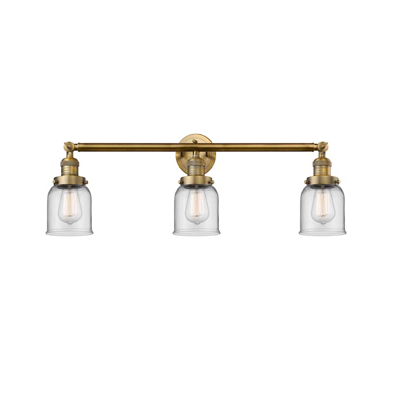 Innovations Lighting Small Bell 3 Light 30" Wide Bathroom Vanity Light - Brushed Brass / Clear