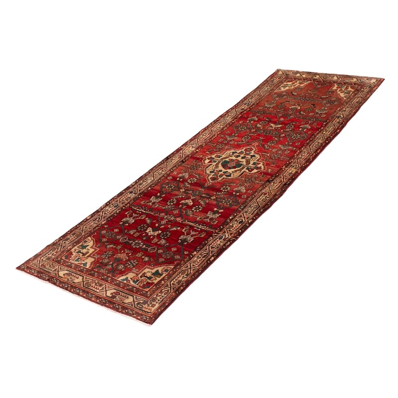 ECARPETGALLERY Hand-knotted Andelz Red Wool Rug - 3'3 x 10'0