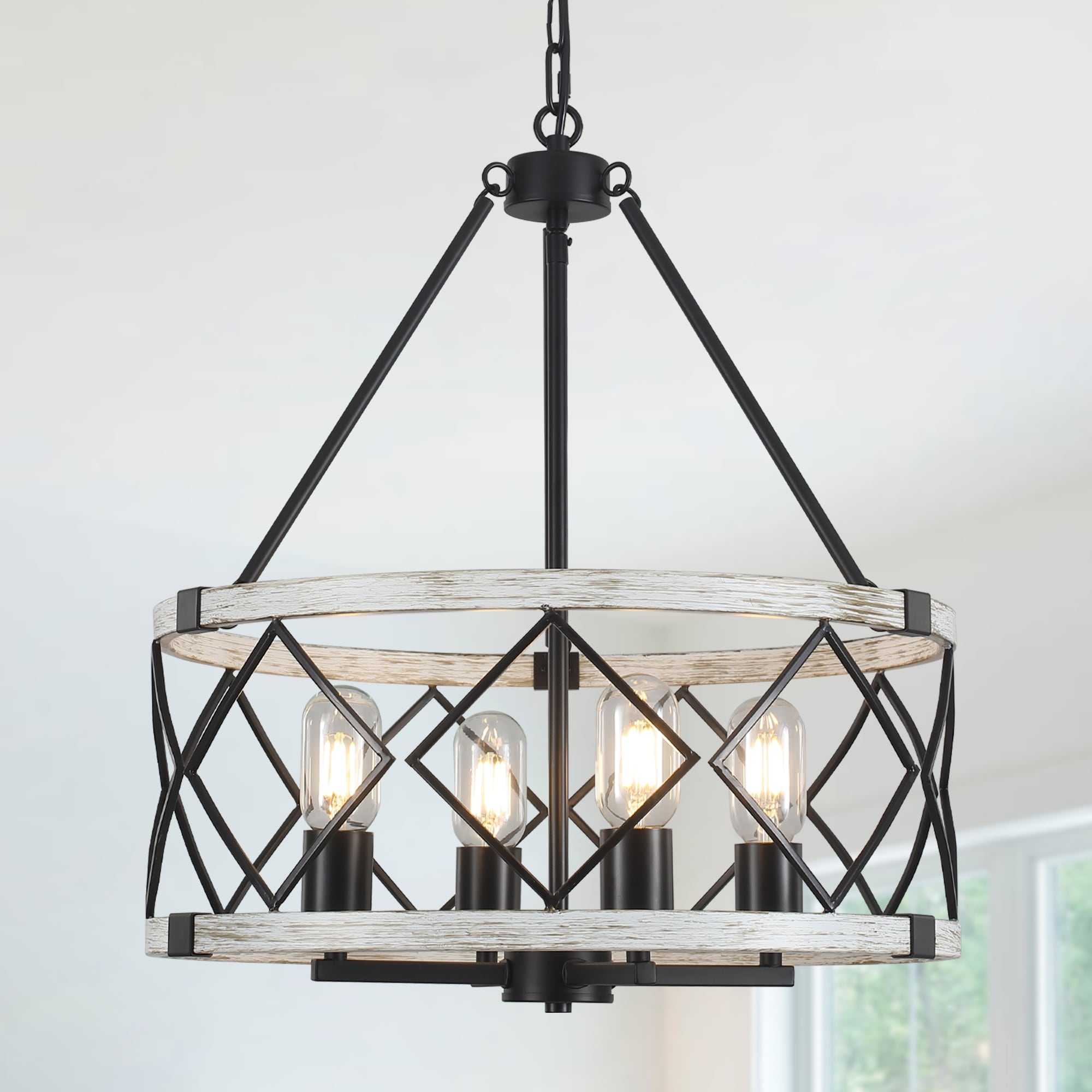 4-Light Metal Hanging Kitchen Island Linear Chandelier Lighting for Dining Room