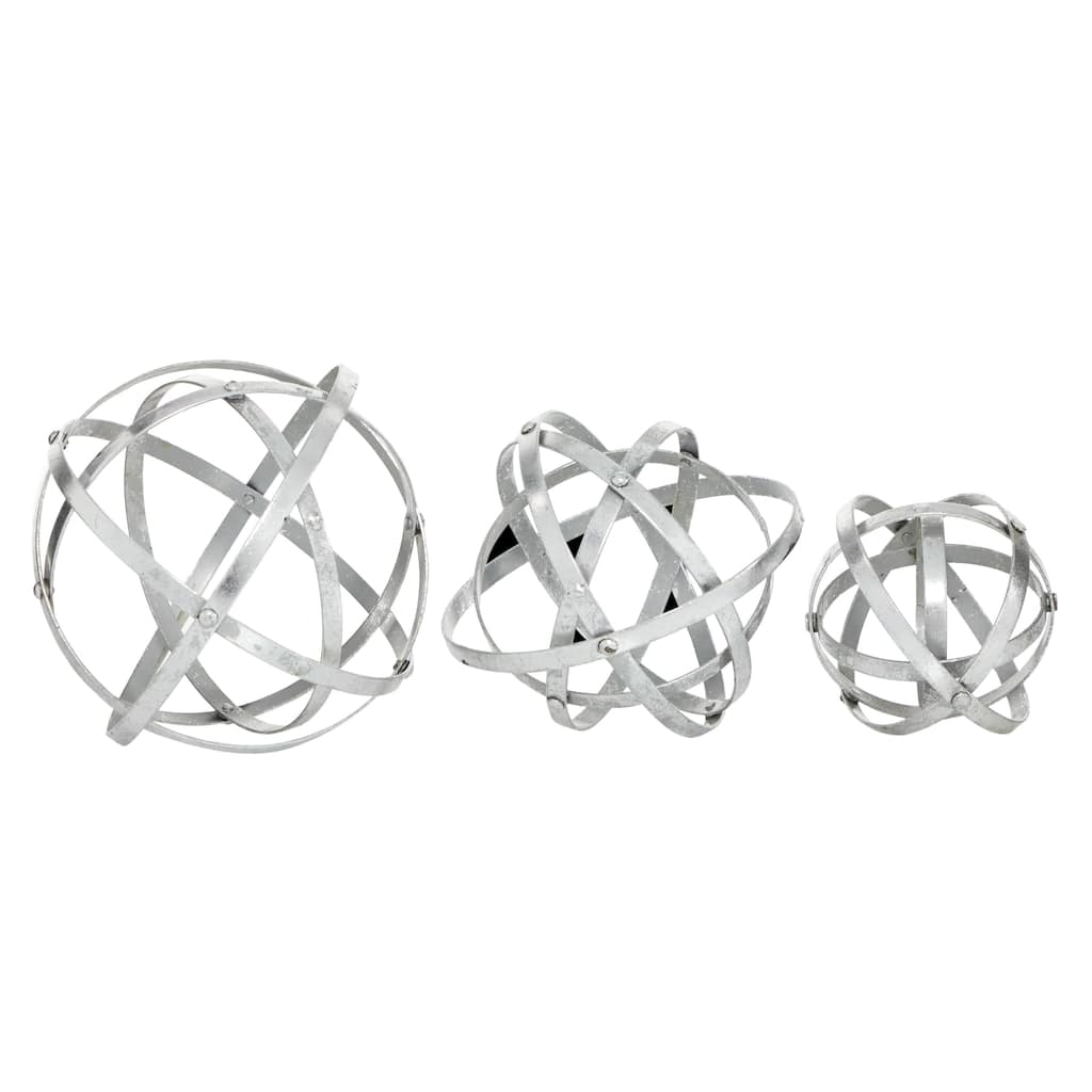 Metal Geometric Sculpture - Set of 3 Silver - Roche River Decor