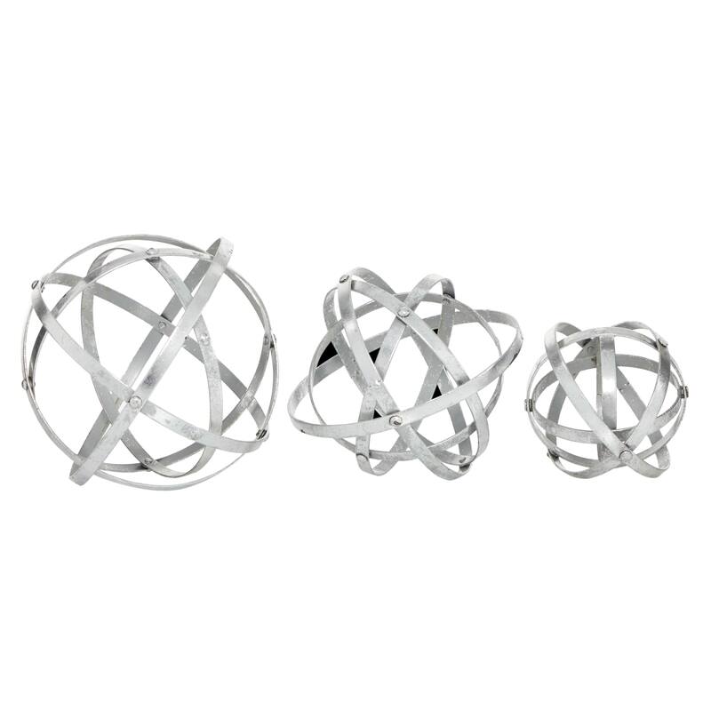 Metal Geometric Sculpture - Set of 3 Silver - Roche River Decor - Silver