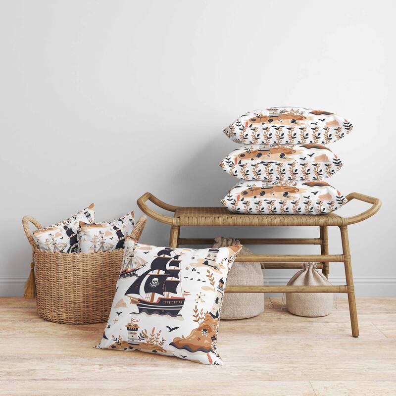 Treasure Island Faux Suede Reversible Throw Pillow Black and Orange