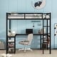 preview thumbnail 2 of 12, Black Full Size Metal Loft Bed with Desk, Shelves, Ladder, and Guardrails