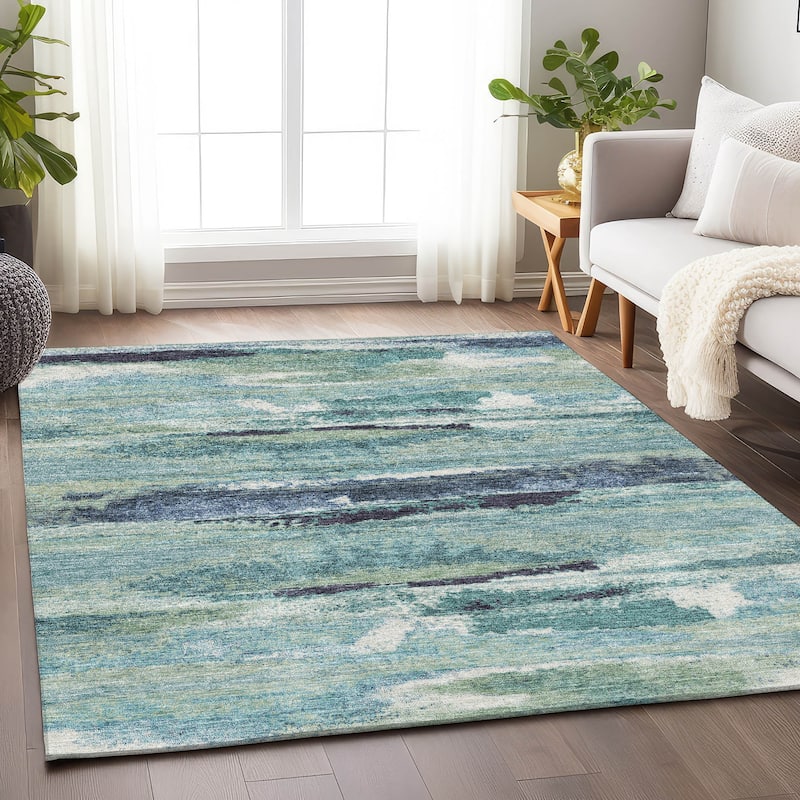 Premium Washable Super Soft Modern Casual Mayfield Rug - Aloe - 5' x 7'6"