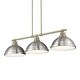 preview thumbnail 1 of 2, Yep by Golden Lighting Duncan 3-light Island Light in Aged Brass and Pewter shade