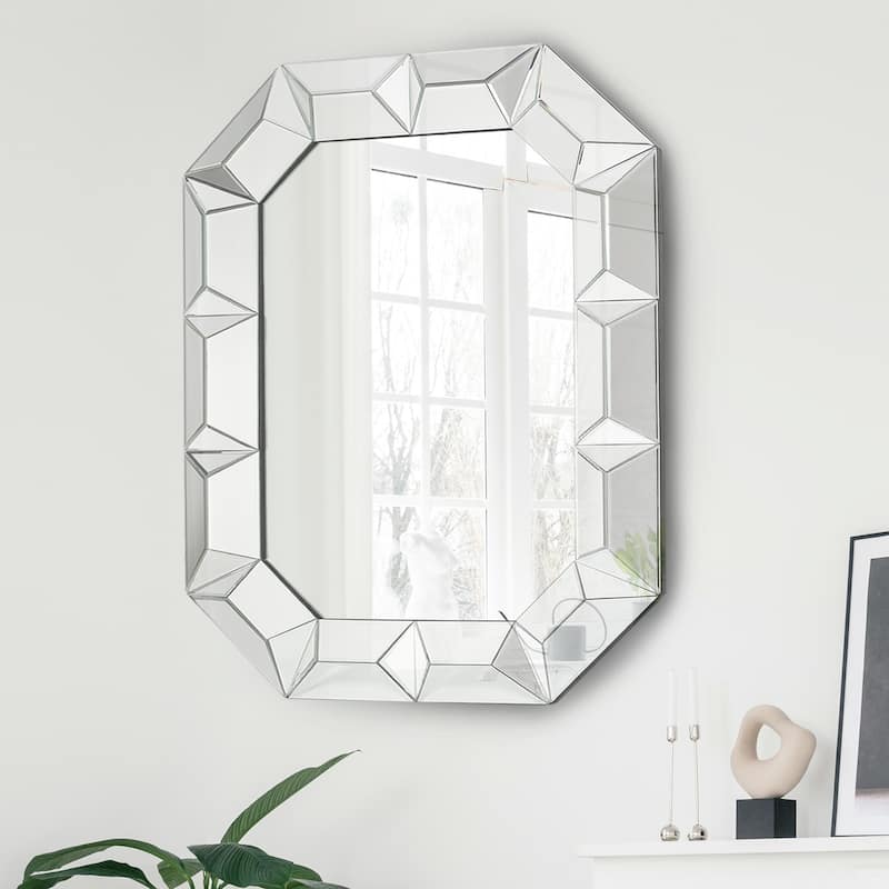 Silver Beveled Wall Mirror Bathroom Vanity Mirror - 47.2'' H X 35.4" W x 1.2" D