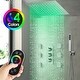 preview thumbnail 27 of 35, 12" Wall Mount LED Rainfall 3 Way Thermostatic Shower Faucets Sets with 6 Body Jets