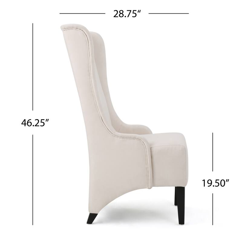 High Back Kitchen Side Chair, Winged Dining Chair with Tapered Birch Wood Legs, Glam Plum Dining Chair for Dining Room Kitchen
