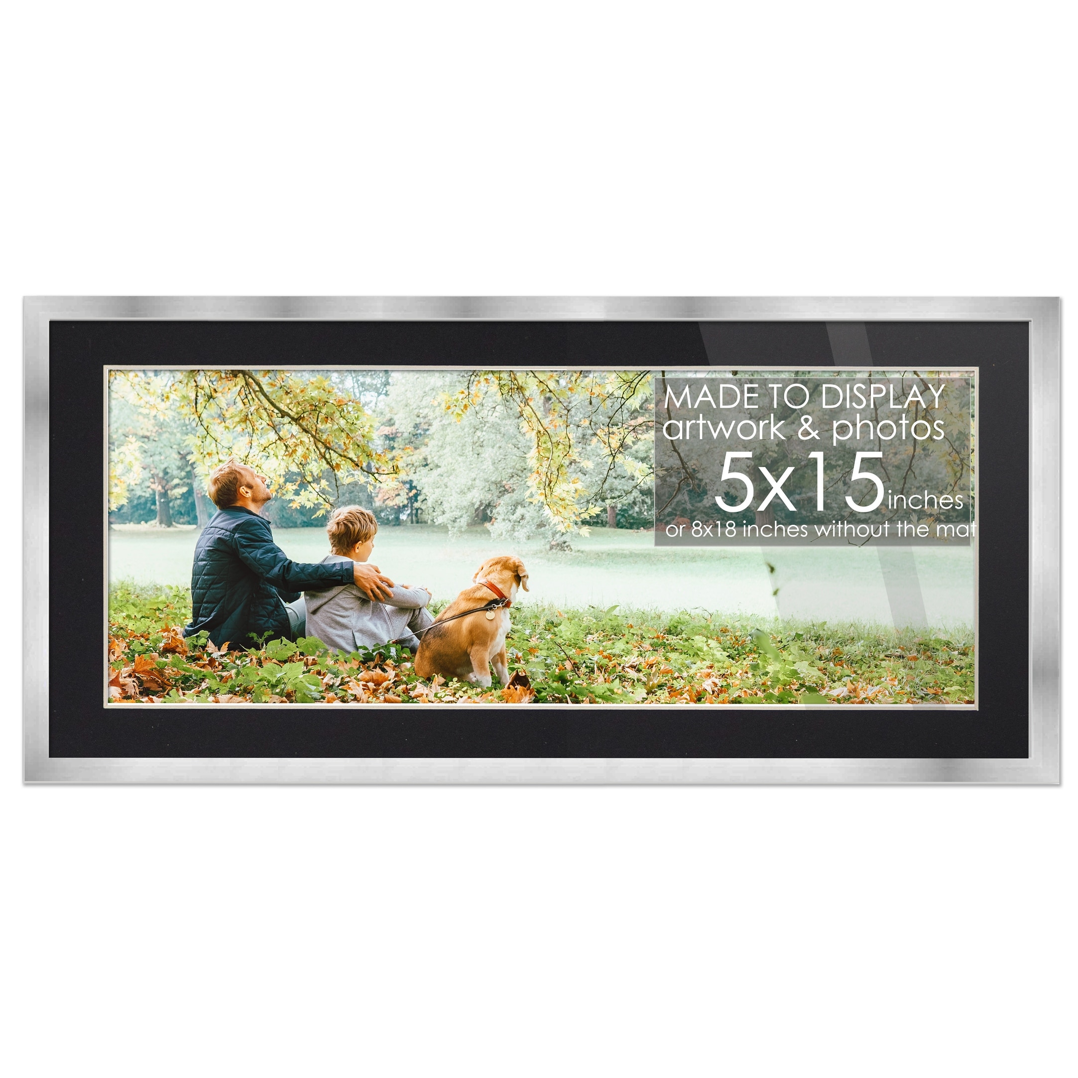 8x18 Silver Picture Frame with 4.5x14.5 Black Mat Opening for 5x15 8x18 Silver Picture Frame with 4.5x14.5 Black Mat Opening for 5x15