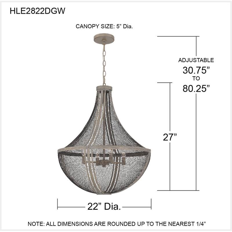 Hallie 4-Light Distressed Grey Wood Pendant Light