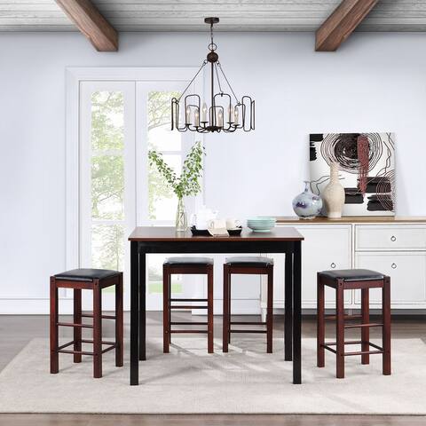 Urban Farmhouse 5-piece Counter Height Dining Sets Solid Wood Bistro / Pub Table with 4 Chairs