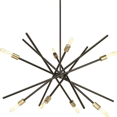 Astra Collection 8-Light Antique Bronze Mid-Century Modern Chandelier Light - 10.120" x 46.250" x 9.250"
