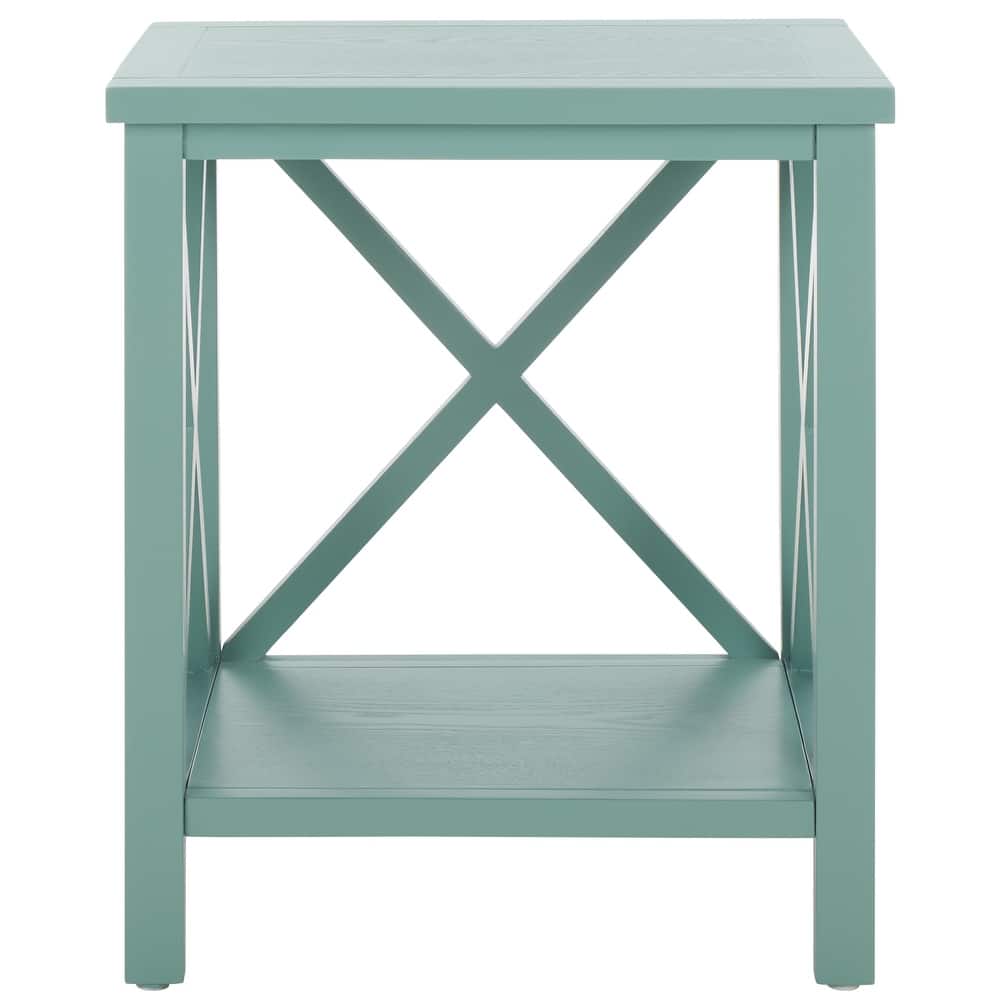 SAFAVIEH Yasumi White Cross Back End Table - 18.1" x 13.4" x 21.5" - 18Wx13Dx22H