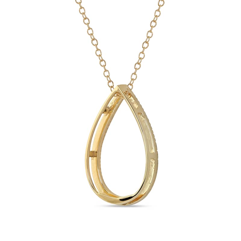 1/6ct - 1ct TDW 14K Gold Open Pear Diamond Pendant Necklace for Women