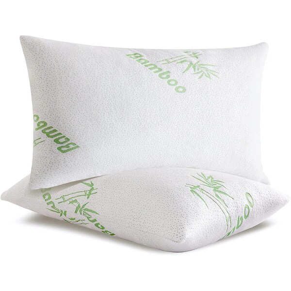 King Size Soft Plush Bamboo Memory Foam Support Pillow (Set