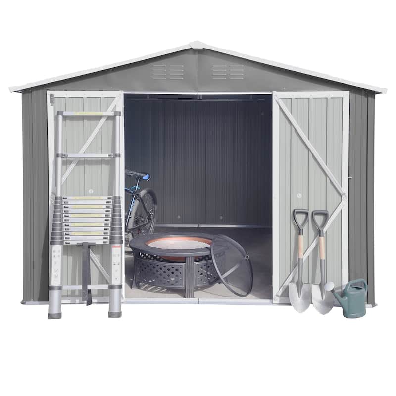Metal Roof Shed with Hinged Door & Integrated Vents Weather-Resistant Garden Storage Shed with Heavy-duty Padlock