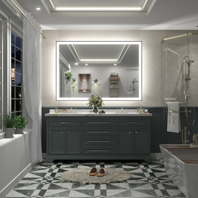 Front & Back LED Anti-Fog Tempered Glass Framed Bathroom/Vanity Mirror 3-Year Warranty