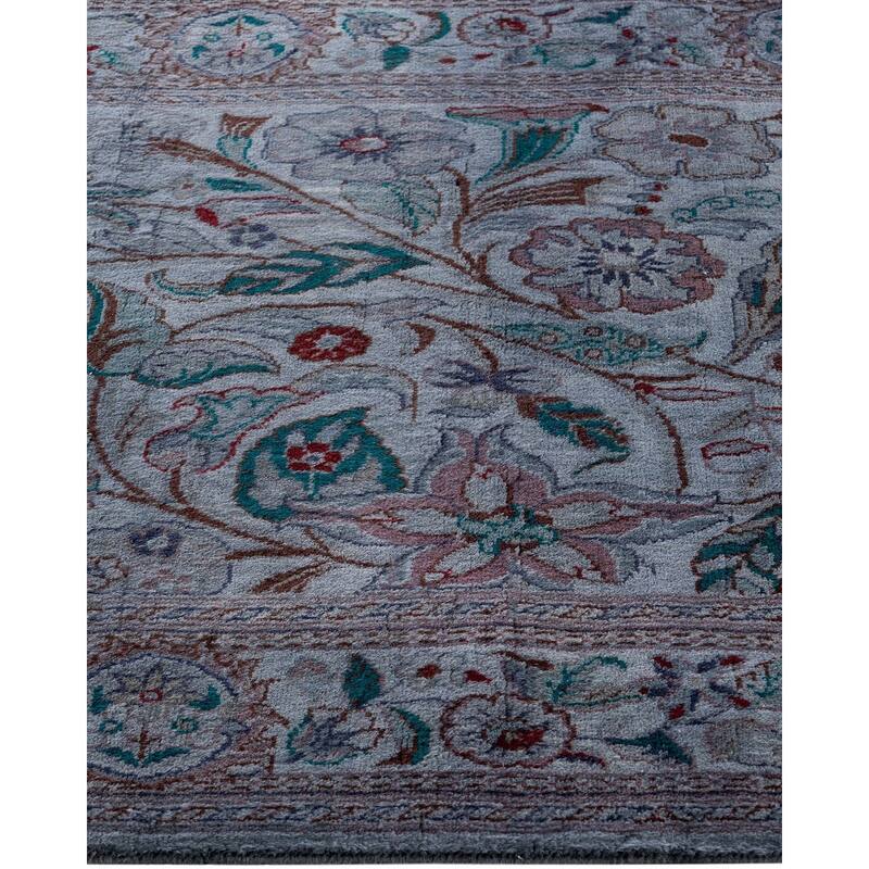 Fine Vibrance One-of-a-Kind Hand-Knotted Runner Rug - Gray, 2' 7" x 12' 8" - 2' 7" x 12' 8"