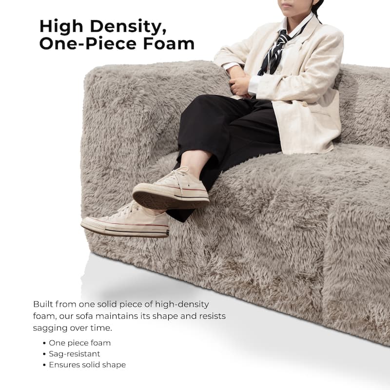 Furniture of America Ylena Modern 2-Piece Faux Fur Foam Modular Compressed Loveseat