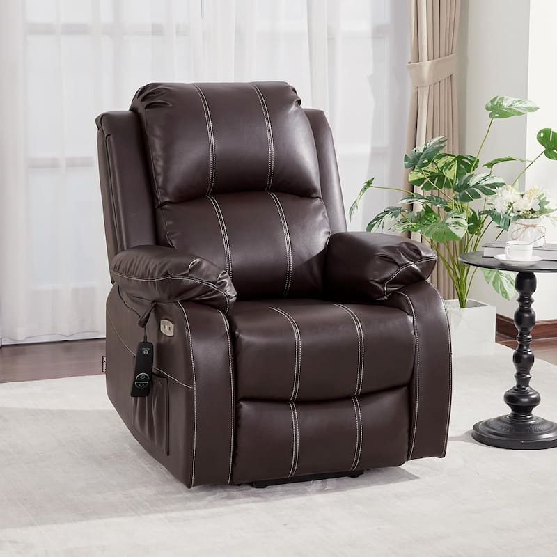 MCombo Small Sized Power Lift Recliner Chair with Massage and Heat, USB Ports, Faux Leather 7409
