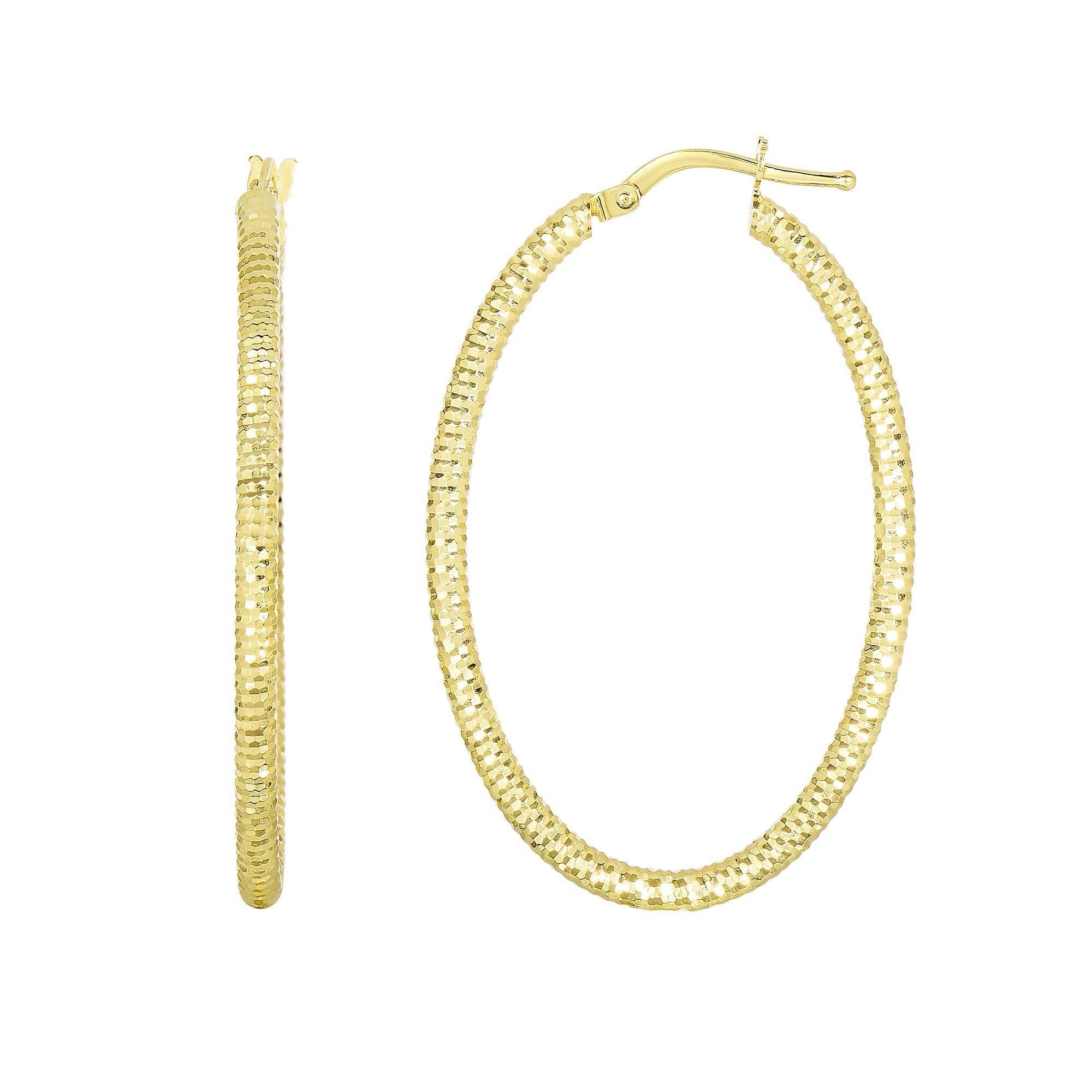 diamond cut gold hoop earrings