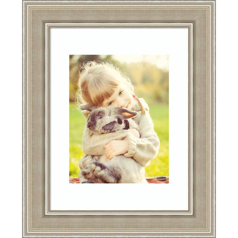 Mezzo Silver Framed Picture Frame, Photo Frame - 11x14 Matted White 8x10