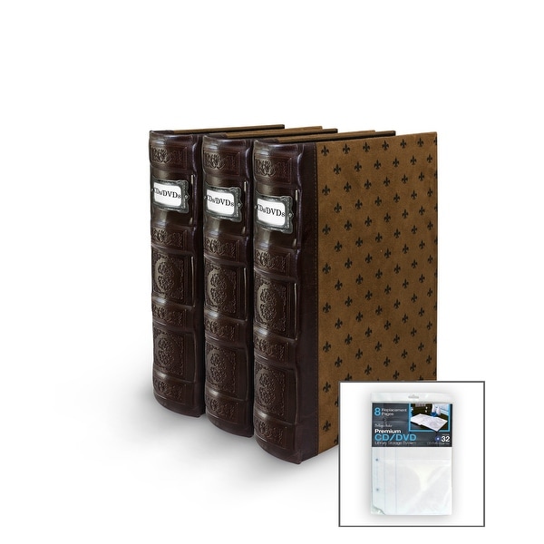 Bellagio-Italia DVD/CD Storage Tuscany Chestnut Binder 3-Pack with Insert Sheets