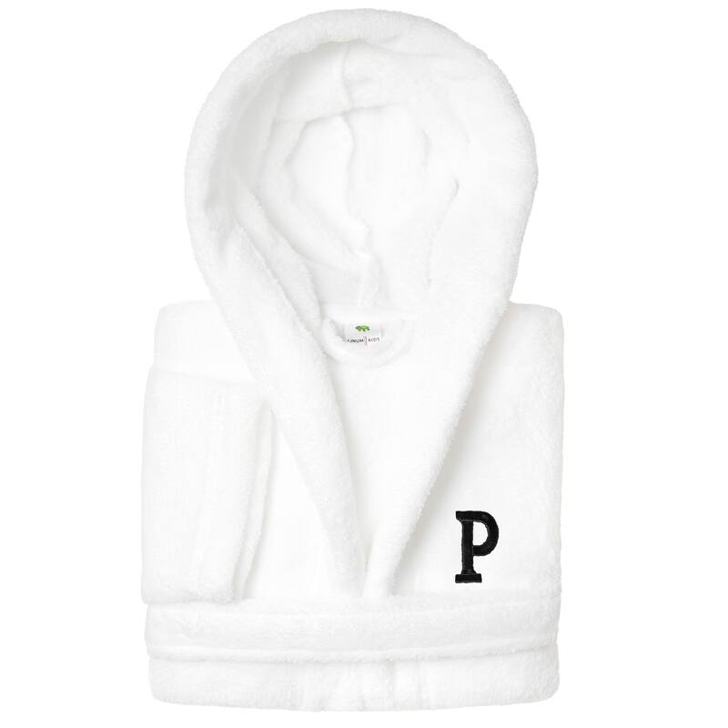Sweet Kids 100% Polyester SUPER PLUSH Double Brushed Hooded Bathrobe with Black Bookman Monogram - Medium - P
