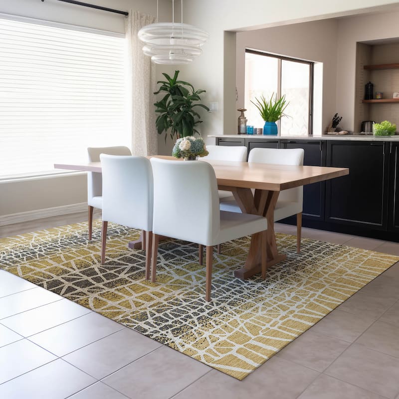 Machine Washable Indoor/ Outdoor Boho Global Chantille Rug