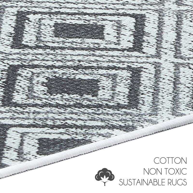 Geometric Design 3 Piece Bathroom Rugs Set - Non-Slip Ultra Thin Bath Rugs for Bathroom Floor - Washable Bathroom Mats Set