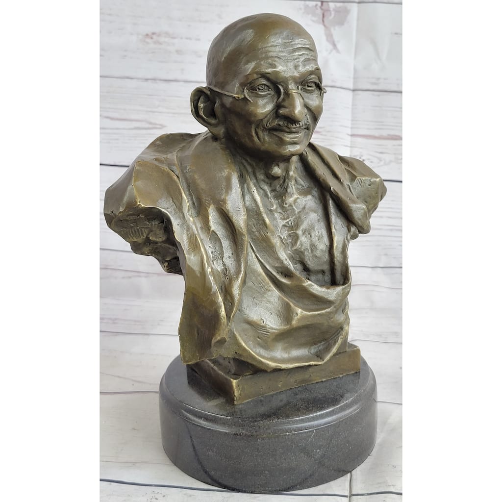Mahatma Gandhi Indian India Bronze Bust Statue Sculpture Art 10 Inches X 7 Inches