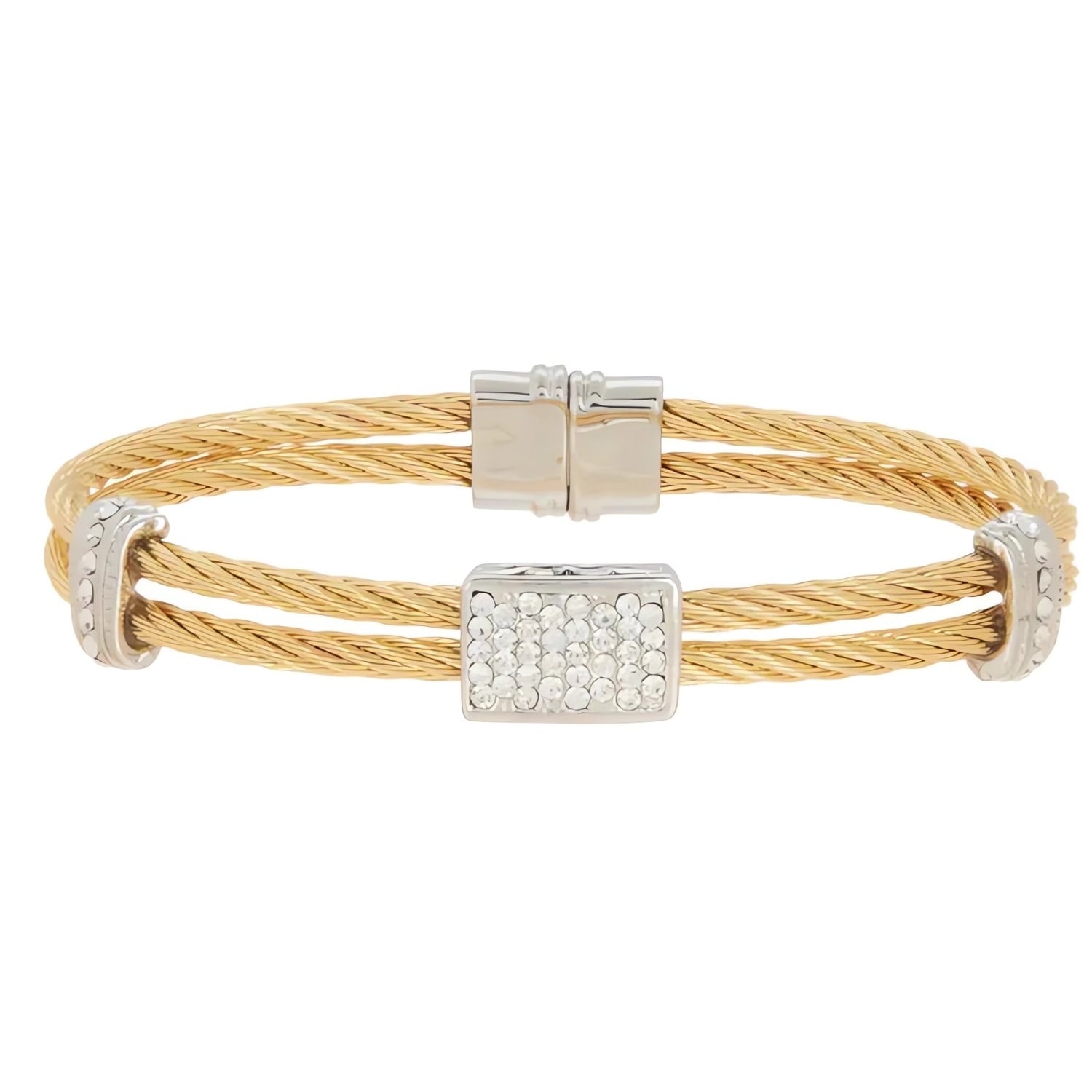 Juvell Gold Plated Cubic Zirconia Twisted Mesh Bangle Bracelet