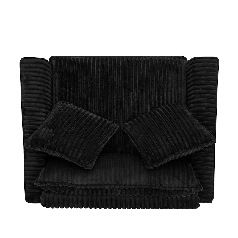 Roomfitters Corduroy Accent Chair with Pillow, Oversized Single Sofa Chair with Armrests and Soft Cushion, Modern Lounge Chair