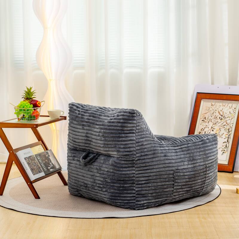 Oversized Corduroy Bean Bag Chair Single Lazy Floor Sofa with Armrests for Living Room Bedroom Dorm