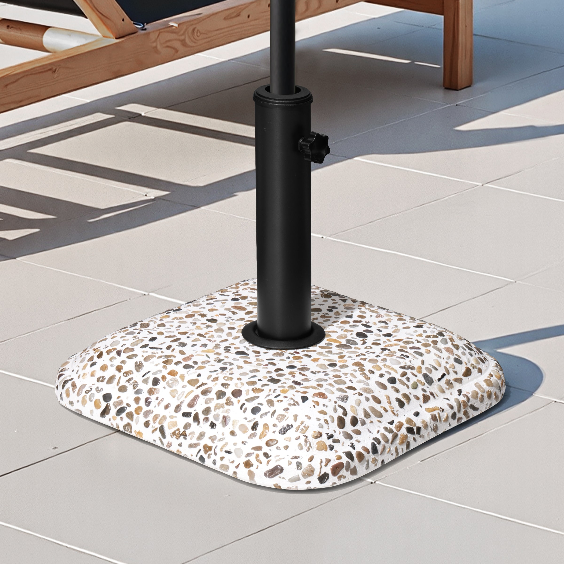 in ground patio umbrella base Outsunny Ground Anchor Plate ACEGOSES 17.2-lb Black HDPE Plastic