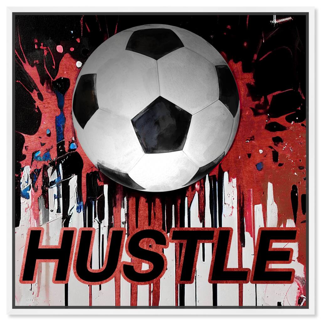 Notoriart Soccer Red Splash Framed Soccer 1 Piece Canvas Wall Art
