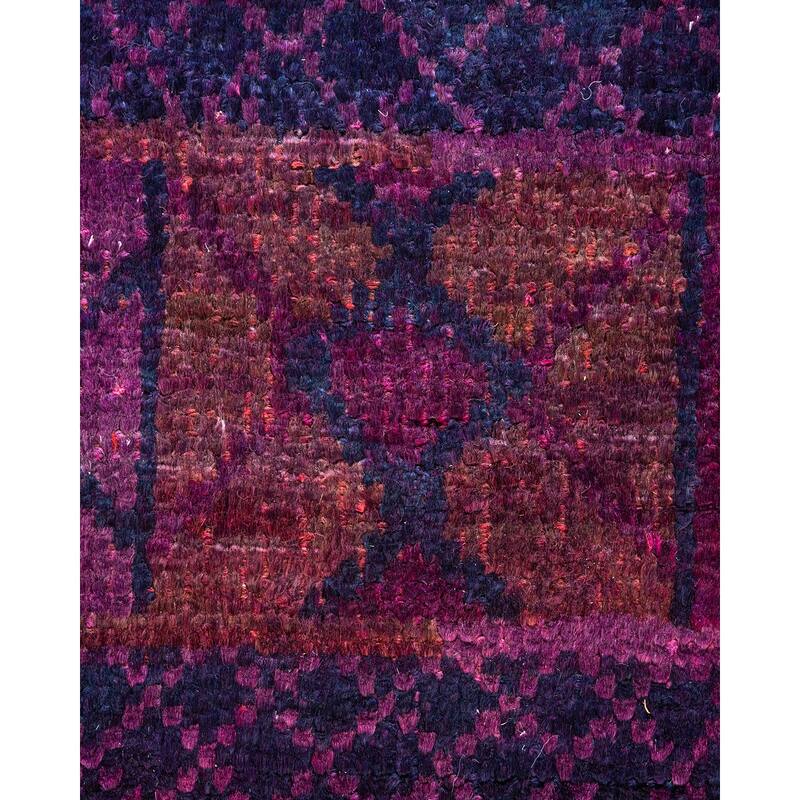 Overton Hand Knotted Wool Vintage Inspired Modern Contemporary Modern Purple Area Rug - 6' 1" x 8' 9"