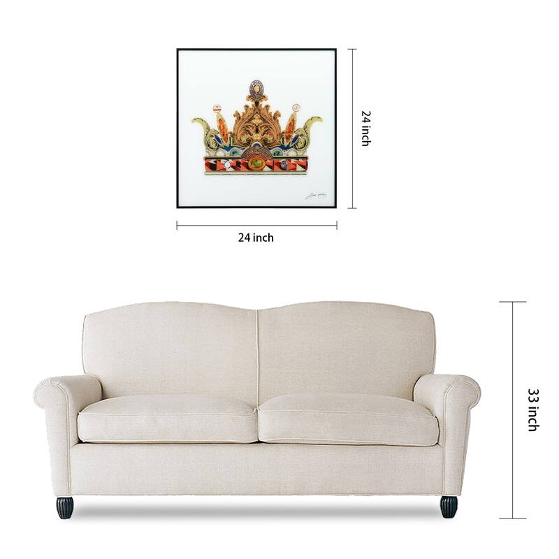 "Crown" Printed Glass Wall Art with Black Anodized Aluminum Frame