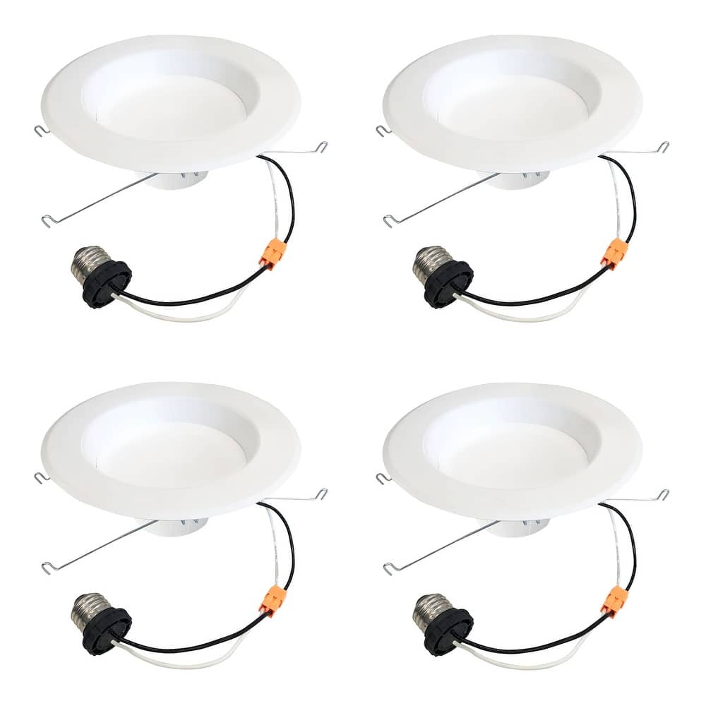 Bulbrite Pack of (4) 14 Watt Adjustable 5/6" Integrated LED Recessed Downlight with E26 Quick Connect Adapter, 1100 Lumens