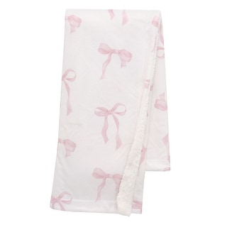 Lambs & Ivy Coquette Floral Pink Bows Aesthetic Warm Fleece Baby Blanket