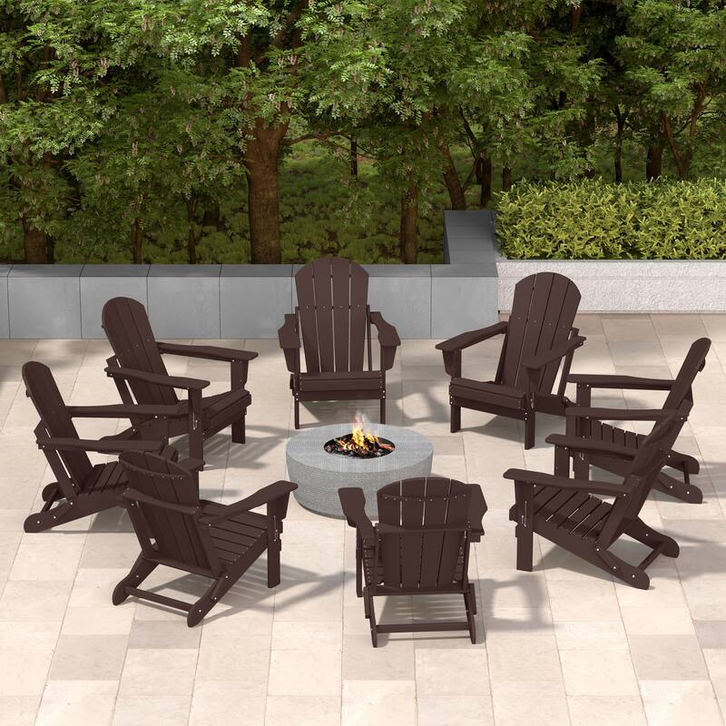 Laguna Hdpe All Weather Outdoor Patio Foldable Adirondack Chairs (Set Of 8)